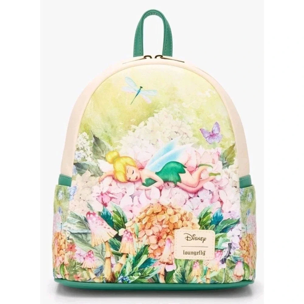 NEW Loungefly Disney Peter Pan Tinker Bell Florals Spring Mini Backpack & Wallet